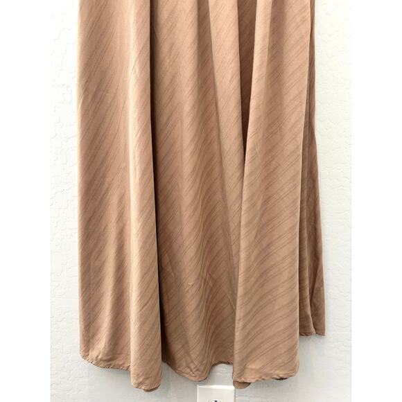 DOWNEAST | Tan Maxi Skirt Neutral A-Line Flowing Rayon Blend | Size Medium - Picture 3 of 5